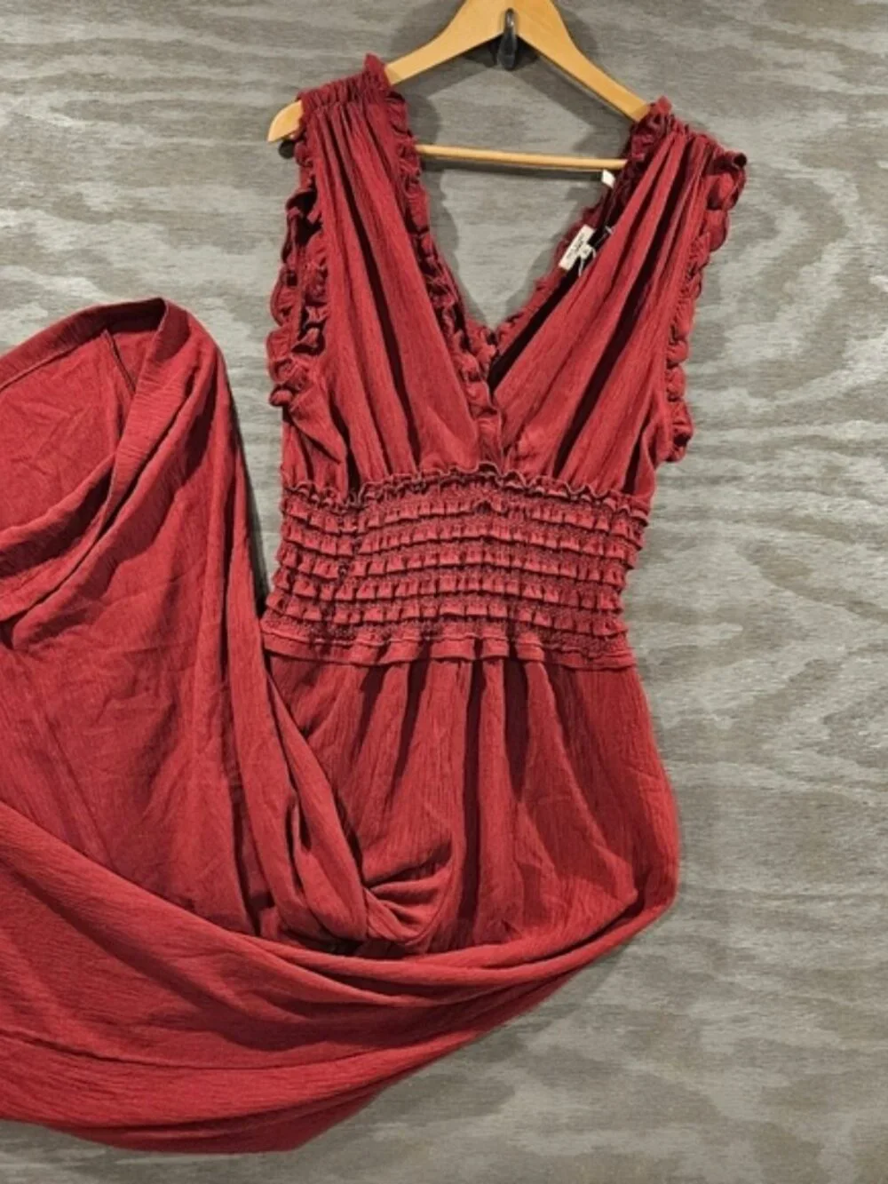 Max Studio Burgundy Sleeveless V‑Neck Jumpsuit - Picture 2 of 8